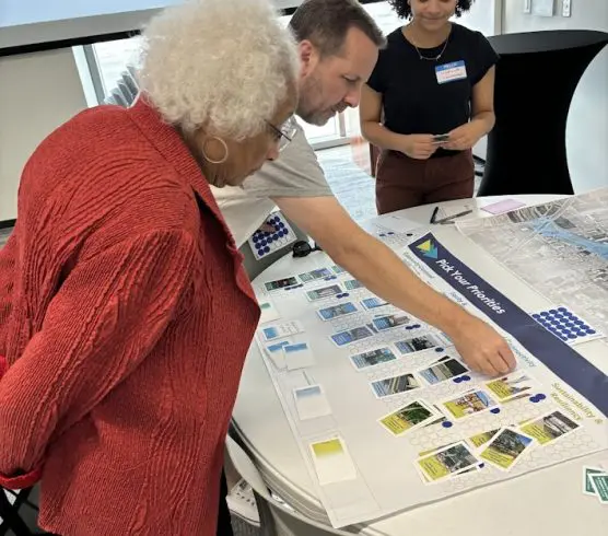 I-75 Visioning Session attendees picking their priorities and placing them on the map