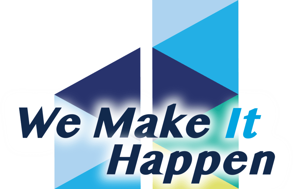 Triangle shaped DDP logo with We Make it Happen phrase in the center